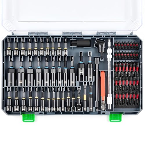 Magnetic Socket Set for Power Drill, Nut Driver Bit Set with Socket Adapters, Right Angle Drill Adapter, Universal Socket, Bit Holder, SAE Metric Sizes, Storage Case - color: 86pcs Assorted