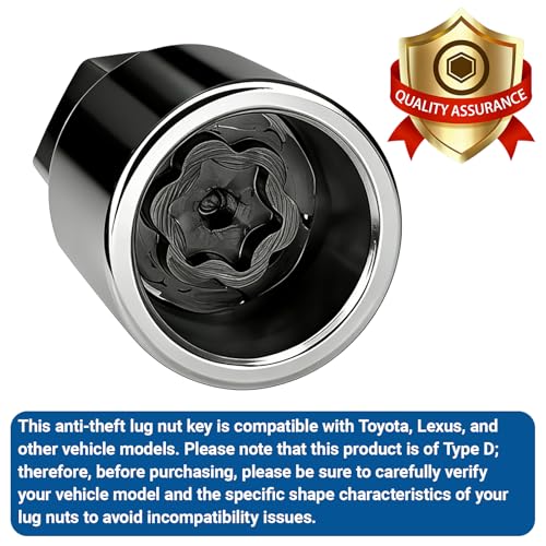 D-Wheel Locking Lug Nut Removal Tool Key, Professional Anti-Theft Lock Nut Remover Socket, Lost Wheel Lock Key Replacement for Tacoma, Camry, Corolla, Tundra, Automotive Tools