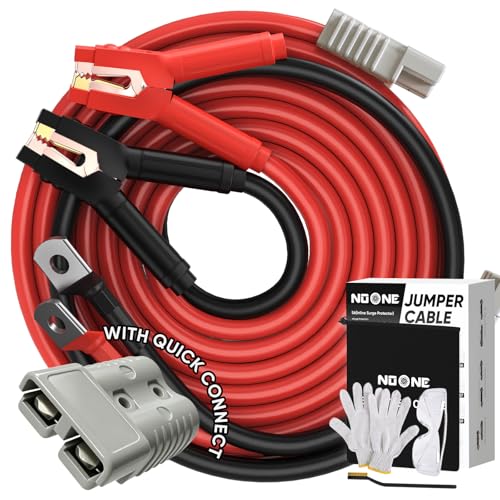 NOONE 2/0 Gauge 30 FT Heavy Duty Jumper Cables - 1500Amp Quick Connect Automotive Booster Jumper Cables for Car, SUV and Truck Battery - Jumper Cables Kit with Gloves, Goggles, Brushes in Carry Bag - size: 2/0Gauge x 30FT（Quick Connect）