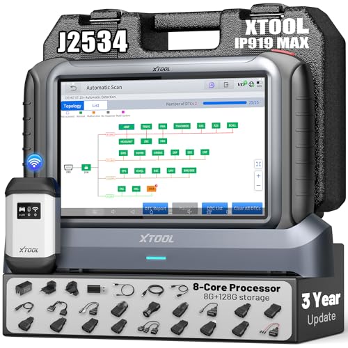XTOOL IP919 MAX J2534 OBD2 Scanner, ECU Programming Scan Tool, Topology Map, 51+Resets, ECU Coding, Upgrade of IP919 PRO, FCA/CAN FD/DoIP, Full System Automotive Bidirectional Scanner, 3-Y Update