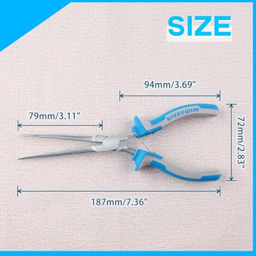 SPEEDWOX 7-Inch Micro Extra Long Needle Nose Pliers with Serrated Jaw | 79mm Longer Jaws Mini Size, Fishing Pliers, Jewelry Making, Hook Removing, Hand Tools, Spring loading one-handed Operate - style: Micro Extra Long Needle Nose Pliers