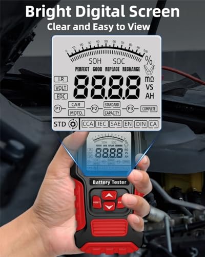 Car Battery Tester, 12V & 24V, 3~400AH, 40-2000CCA, Digital Automotive Battery Analyzer, Internal Resistance Tester