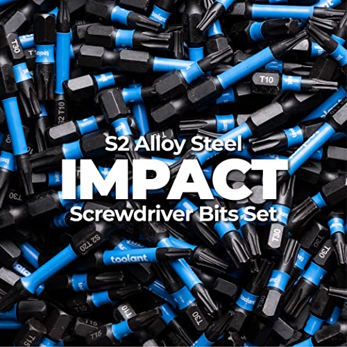 Toolant 1" Impact Torx Bits 50-Pack (T20), 1/4" Hex-Shank S2 Steel Screwdriving Star Bits, CNC Machined Tips, with Storage Box - size: T20(1"*50pcs)