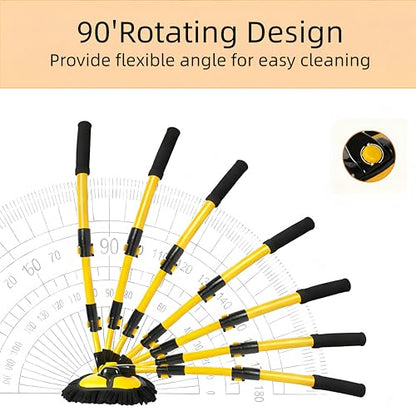 15° Curved Car Wash Brush, Car Wash Mop with Long Handle | Microfiber Replacement Head Scratch-Free, Car Cleaning Brush with Extendable Pole, Ideal for Cleaning Car SUV RV