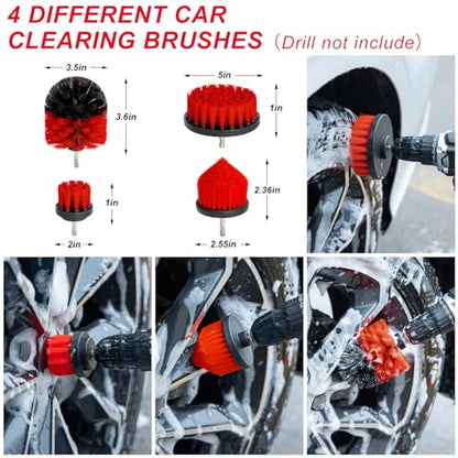44Pcs Car Wash Cleaning Kit with Detailing Brushes Car Vacuum Drill Brush Set Collapsible Bucket Windshield Cleaning Tool Tire Brush Towels Complete Interior Exterior Detailing Set for Car - size: 44Pcs