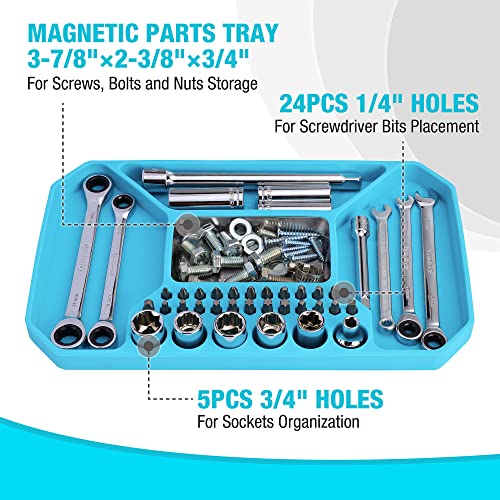 DURATECH 2-Piece Silicone Tool Tray, Premium Non-Slip Flexible Tool Organizer with Magnetic Tray, Tool Storage for Socket, Bolts and Nuts, Screwdriver bits, Gift for Christmas, Mechanic & Garage Tool