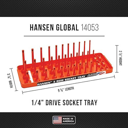 HANSEN 3 Row Socket Holder, Orange, Pack of 6 (92015) - color: Orange