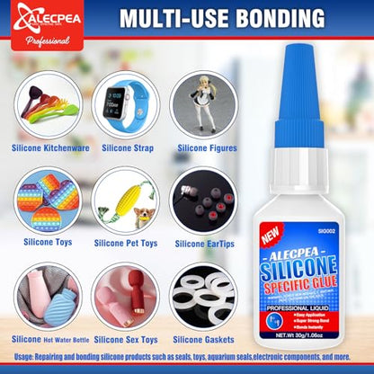 ALECPEA 30g Professional Silicone Glue - High-Flexibility Instant Adhesive for Silicone-to-Silicone Bonding - Waterproof Clear Glue for Silicone Rubber, TPE, TPU Repairs - Sets in 15 Seconds - size: 30g/1Pack, style: Silicone Glue