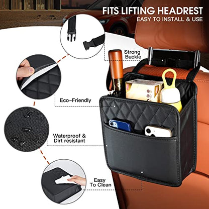 FrgKbTm Car Seat Back Hanging Bag Car Document Holder Multi-Pocket Bottle Bag Storage Box Organizer Travel Tidy Pouch Pocket Kids - color: Black A