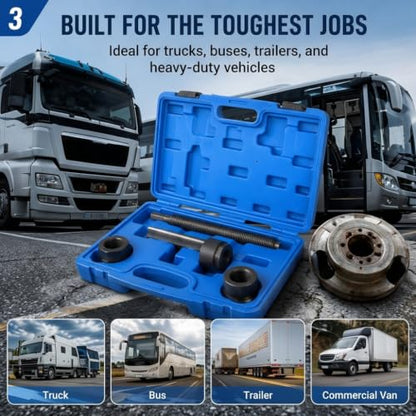 Dual Wheel Separator Tool Dually Wheel Separator for Stuck Hub Removal, Heavy Duty Wheel Separator Tool Hub Puller Fit for Truck Bus Van Trailer, One-Piece Pusher Ball Bearing Driven Kit