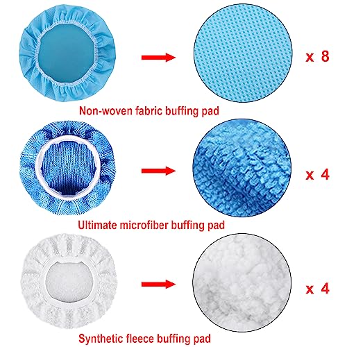 SIQUK 26 Pieces Car Polisher Buffing Pads 6 Inch Car Polishing Pad Kit Foam Polish Pads Wax Bonnets Polisher Buffer Attachment for Drill - size: 6 Inch