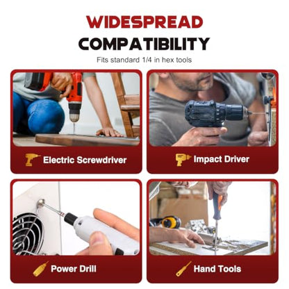 6PCS Pagoda-Shaped Magnetic Hex Screwdriver Bits Set, S2 Steel Impact-Rated 65mm 100mm Hex Shank, Anti-Slip High Torque for Impact Driver Electric Drill Home Repair