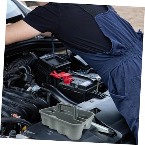 SOLUSTRE Portable Cleaning Supplies Storage Basket Handheld Organizer for Auto Detailing Durable Plastic Tote with Comfortable Handle for Home Car and Office Use