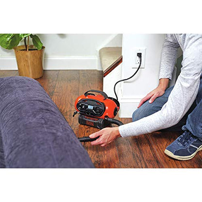 BLACK+DECKER Tire Inflator Portable Air Compressor, Air Pump for Inflatables, 3 Modes: Electric Outlet, 12V Car Adapter and Cordless 20V MAX, Battery Sold Separately (BDINF20C)