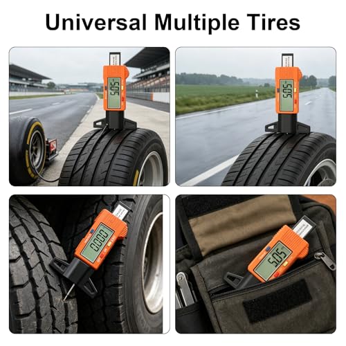 Tire Tread Depth Gauge,Digital Tire Depth Gauge with Large LCD Display and in, MM, F Conversion for Cars, Trucks, Motorcycles