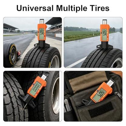 Tire Tread Depth Gauge,Digital Tire Depth Gauge with Large LCD Display and in, MM, F Conversion for Cars, Trucks, Motorcycles