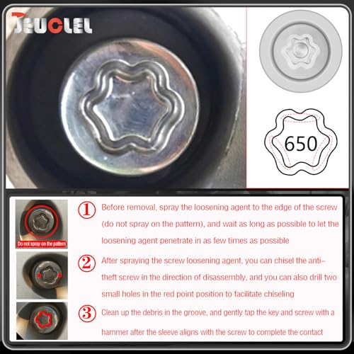 650 Wheel Locking Nut Key for Nissan Infiniti, 21mm Lock Bolt Inner Dia Wheel Anti-Theft Lug Nut Hand Repair Removal Tool - size: socket 650