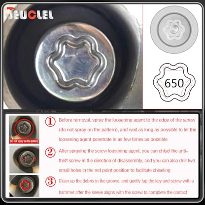 650 Wheel Locking Nut Key for Nissan Infiniti, 21mm Lock Bolt Inner Dia Wheel Anti-Theft Lug Nut Hand Repair Removal Tool - size: socket 650