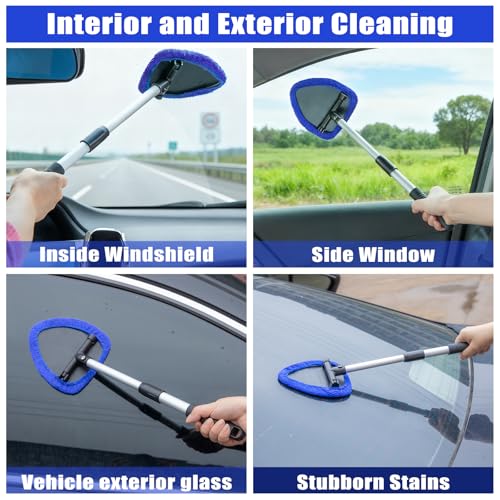 Windshield Cleaner Tool, 17Pcs Car Interior Detailing Kit, Detailing Brush, Towels, Duster, Car Cleaning Kit Interior for RVs, Truck, Trailer (Blue) - color: Blue