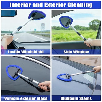 Windshield Cleaner Tool, 17Pcs Car Interior Detailing Kit, Detailing Brush, Towels, Duster, Car Cleaning Kit Interior for RVs, Truck, Trailer (Blue) - color: Blue