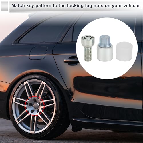 Vehicle Wheel Lock Lugnut with Bolt Kit for Audi A4L A5 A6L Q2L Q3 Q5 Q7 A8 Type x Anti-Theft Screw Nut Removal Key Socket 1 Set