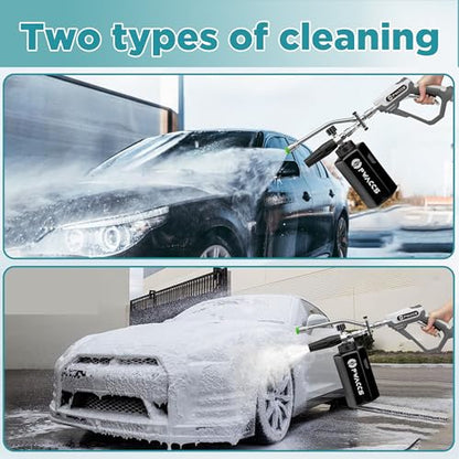 PWACCS Pressure Washer Foam Gun with Dual Connector Accessory, Short Power Washer Gun Foam Cannon and Double Tip Attachment Car Wash Kit, 1/4" Quick Connector, M22 Male Inlet, 4000 PSI, 1.5 Liter - size: 1.5 L