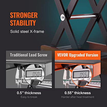 VEVOR Motorcycle Lift, 1100 LBS Motorcycle Scissor Lift Jack with Wide Deck & Safety Pin, 3.7"-13.8" Center Hoist Crank Stand, Steel Scissor Jack for Street Bikes, Cruiser Bikes, Touring Motorcycles | Steel Scissor Jack with Lock Pin, 3.7"-13.8" Center Ho