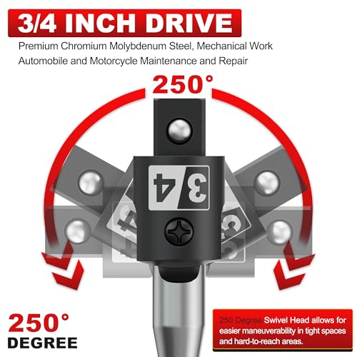 32-Inch 3/4” Drive Breaker Bar, Heavy Duty Extension Breaker Bar, 250° Rotatable Head, Premium Chromium Molybdenum Steel, Mechanical Work, Automobile and Motorcycle Maintenance and Repair - size: 3/4" 32 in