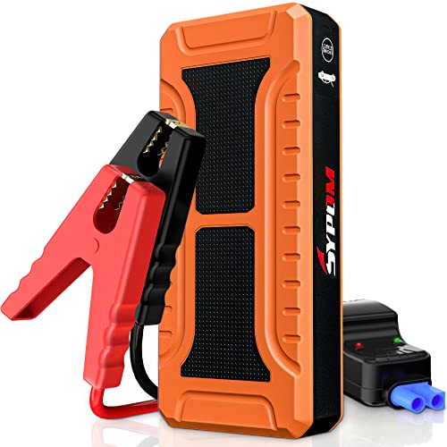 Portable Car Jump Starter, 4000A Peak Battery Charger, 12V Jump Box for Truck up to 10L Diesel, Motorcycle, Dual USB Power Bank, LED Light, Great Battery Jumper for Road Side Emergency Kit for Car - color: Orange