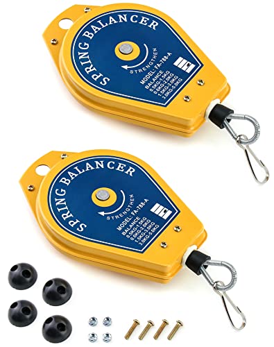QWORK Spring Balancer, 2 Pack 3.3lbs - 6.6lbs Bearing Retractable Tool Fixture Holder for Assembly-line