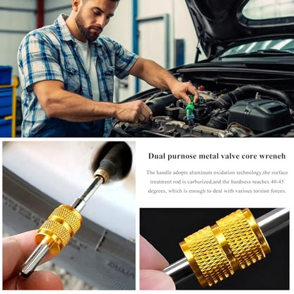 16PCS AC Fuel Line Disconnect Removal Tool Set, 1/4 5/16 3/8 1/2 5/8 3/4 7/8 Inch Car Transmission Oil Cooler Line Quick Disconnect Kit, Fuel Line Master Disconnect Tool with Valve Core Remover