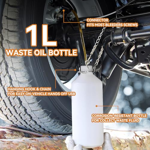 3L Brake Bleeder Kit, Manual Brake Bleeder Vacuum Pump Kit, Brake Fluid Bleeder Kit With 1l Brake Bleeder Bottle And 4 Master Cylinder Adapters, Brake Bleeding Kit Suitable for Most Vehicles