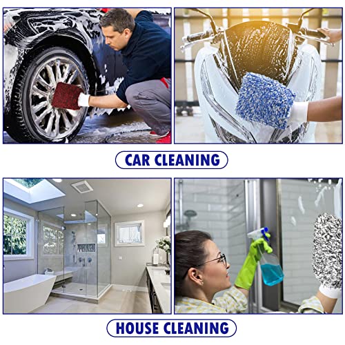 Tallew 5 Pcs Microfiber Car Wash Mitt Absorbent Detailing Washing Gloves Automotive Car Cleaning Supplies for Cars Motorcycles SUVs Trucks Boats, 7 x 11 Inches(Classic) - color: Blue, Black, Red, White, Grey