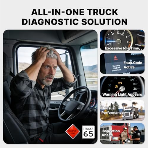 ANCEL HD200 Heavy Duty Truck Scanner, Truck & Diesel Scanner Diagnostic Tool with Full-System HDOBD/OBD2, Speed & Idle Reset for Cummins & Caterpillar, J1939/J1708 Scan Tool, Lifetime Free Updates