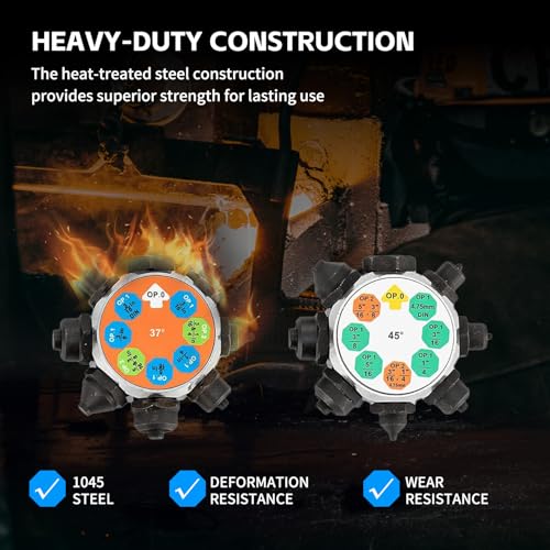 Angchun Brake Line Flaring Tool Kit, 45 & 37 Degree Flaring Tool Set, Single Bubble Double Flare Tool Kit for Brake Lines, Professional Brake Flare Tool Kit for 3/16" 1/4" 5/16" 3/8" Tubes - size: 45 & 37 Degree Flaring Tool Set