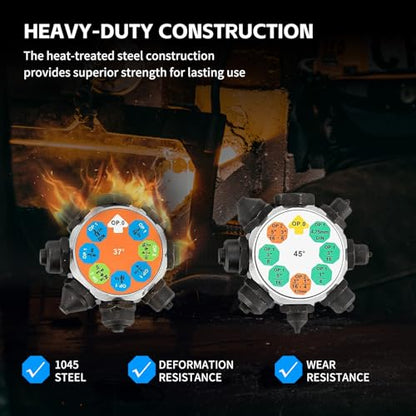 Angchun Brake Line Flaring Tool Kit, 45 & 37 Degree Flaring Tool Set, Single Bubble Double Flare Tool Kit for Brake Lines, Professional Brake Flare Tool Kit for 3/16" 1/4" 5/16" 3/8" Tubes - size: 45 & 37 Degree Flaring Tool Set