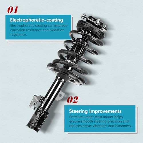 Front Complete Quick Struts for Nissan Altima 2013 2014 2015 2016 2017 2018 | Driver & Passenger Side Shock Absorbers w/Coil Springs Assembly, Set of 2
