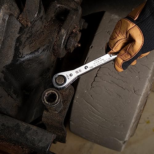 KLEIN TOOLS 68221 SAE Ratcheting Box Wrench Set, 5 Piece, 10 Sizes, Made in USA - size: 5-Piece