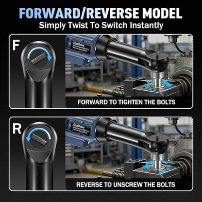 CloudDream 3/8" Cordless Electric Ratchet Wrench,45Ft-lbs(60N.m) Extended Ratchet Set with 2x 2.0Ah Batteries, Variable Speed Power Driver, 6 Sockets, 1/4" Adaptor & 3" Extension Bar