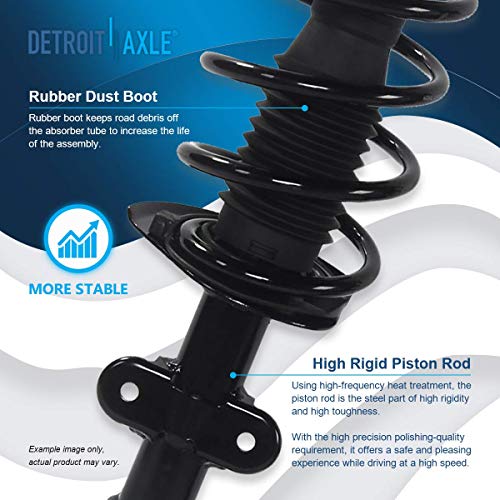 Detroit Axle - Front Struts for 2008 2009 2010 Dodge Grand Caravan Chrysler Town & Country, 2 Struts with Coil Spring Replacement Suspension Ready Strut Shock Assembly - size: 171128-DA x2/PAIR