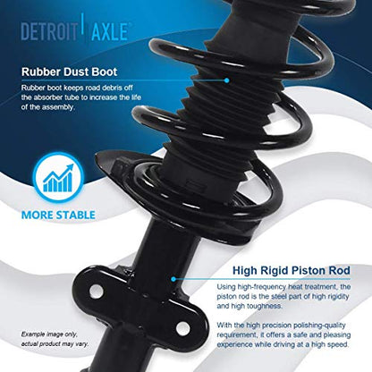 Detroit Axle - Front Struts for 2008 2009 2010 Dodge Grand Caravan Chrysler Town & Country, 2 Struts with Coil Spring Replacement Suspension Ready Strut Shock Assembly - size: 171128-DA x2/PAIR