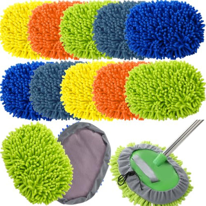 Layhit 10 Pcs Car Wash Mitt Set, Brush Not Included, Microfiber Mitt Cleaning Car Truck Washing Tools Kit RV Pickup Chenille Scratch Replacement (Multicolor) - color: Multicolor