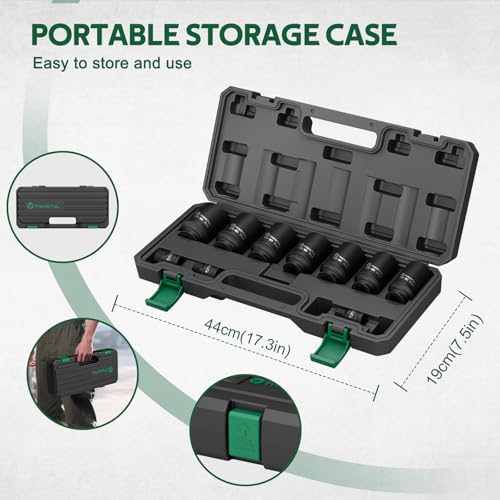 1/2" Drive Axle Nut Socket Set, 12 Point Spindle Impact Socket | 10Pcs Deep Impact Socket Set 14/17/19/30/32/34/35/36/38/39mm for DIY Car, Heavy Equipment Maintenance, Auto - size: 10pcs-1/2"