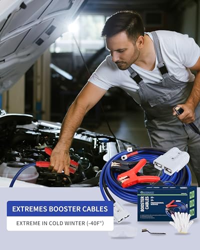 SAFEMATE 2/0 Gauge 30 FT Heavy Duty Jumper Cables - 1500Amp Booster Jumper Cable for Car, SUV and Trucks Battery - Quick Connect, Blue - size: 2/0 Gauge - 30 Ft