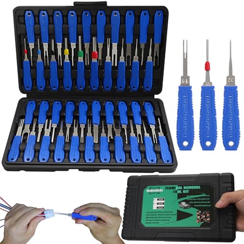 Terminal Removal Tool Kit - 41pcs Electrical Pin Removal Tools | Automotive Depinning Tool Kit with Blow-Molded Case for Most Connector, Blue - color: Blue, size: 41Pcs