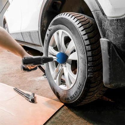 3" Polishing Ball for Drill, Detailing Adapter Round Buffing Cone Finishing Pad Waxing Car Power Ball Wheel Polisher with Attachment Hub Date Sponge Buffer Automotive Care Accessories Motorcycle