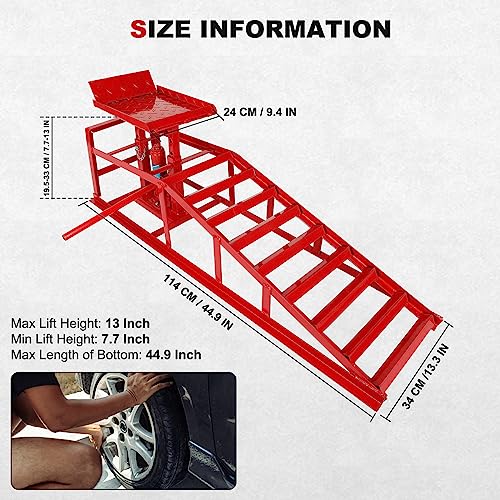 2 Pack Hydraulic Car Ramps 5T 10000lbs Low Profile Car Lift Service Ramps Truck Trailer Garage,Height Hydraulic Vehicle Ramps (Red) - color: Red, size: 2 Pack