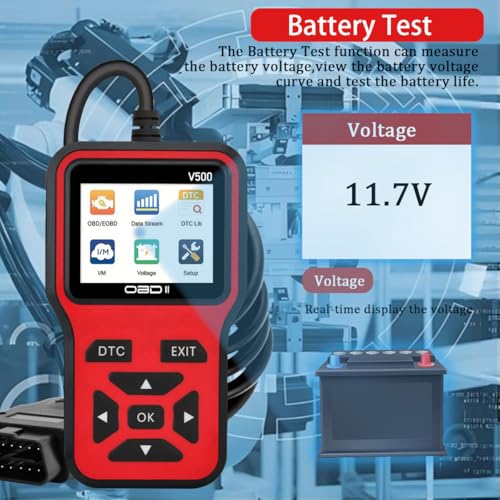 OBD2 Scanner Diagnostic Tool - Check Engine Light Code Scanner Tool with Reset, DTC, Data Stream, I/M Readiness, Car & Truck Scan Tool for All Vehicles Since 1996, escaner automotriz - color: Red