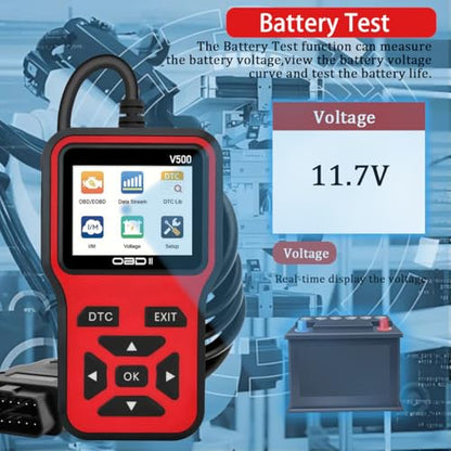 OBD2 Scanner Diagnostic Tool - Check Engine Light Code Scanner Tool with Reset, DTC, Data Stream, I/M Readiness, Car & Truck Scan Tool for All Vehicles Since 1996, escaner automotriz - color: Red