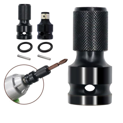 3 Pack Impact Wrench to Impact Driver Adapter 1/2 inch Square Drive to 1/4 inch Hex Socket Adapter Quick Release Screwdriver Bits Holders Chunk Converter for 1/2" Cordless Impact Wrench